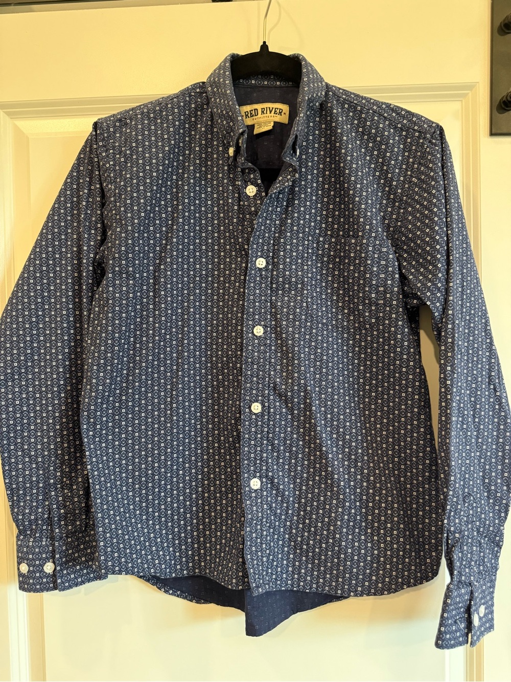 Boys Blue Patterned Button-Up Shirt